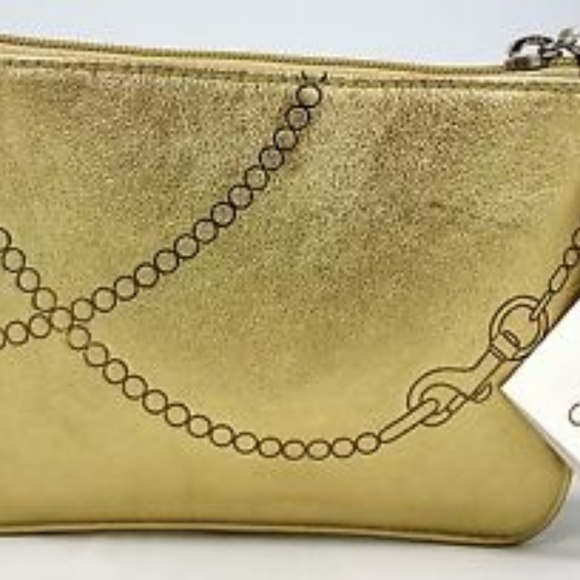 NWT Coach Wristlet Metallic Gold ID Pouch Clutch - Picture 2 of 4